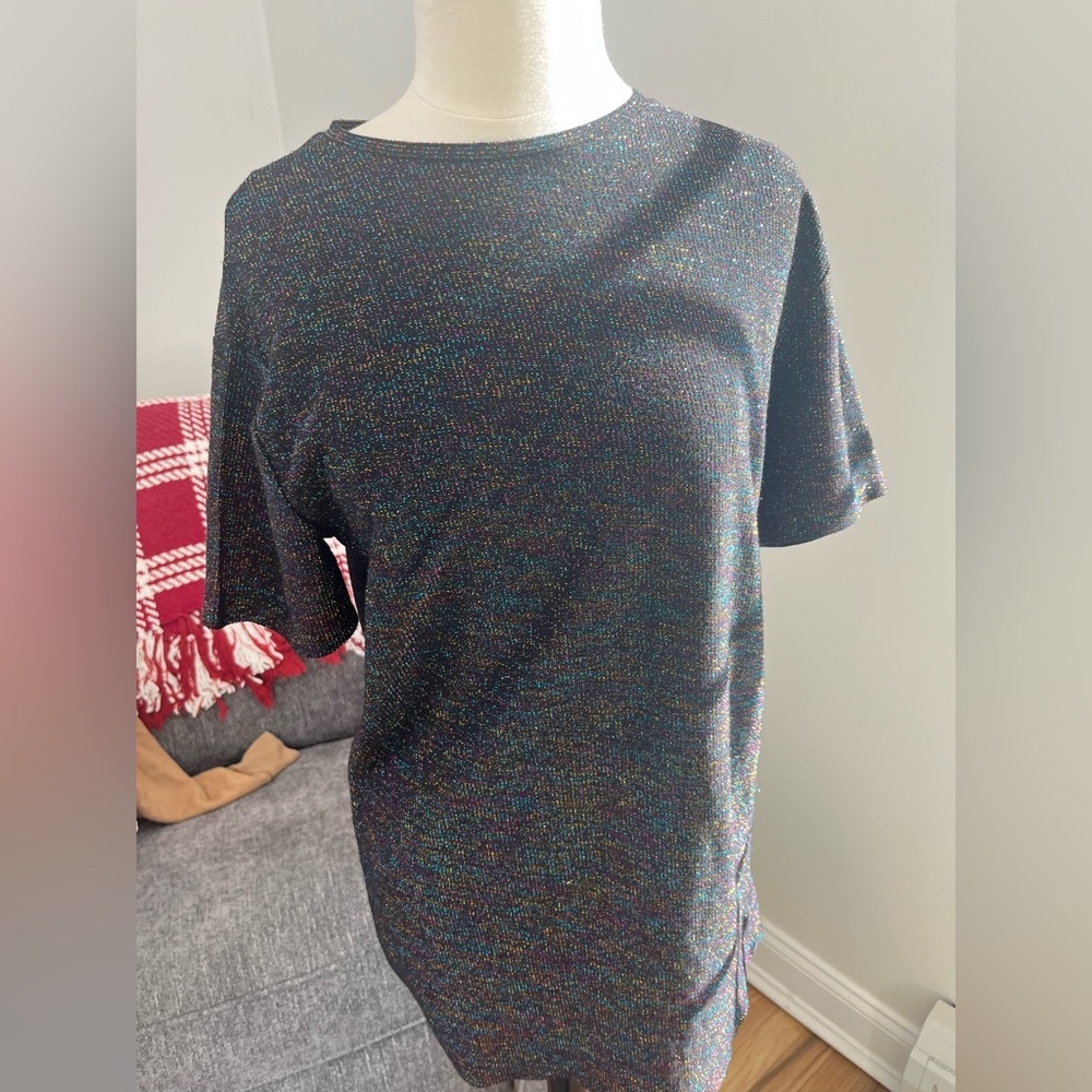 Zara Trafaluc Sping Summer 2017 Womens Top Size M Black Dot Metalic Dress